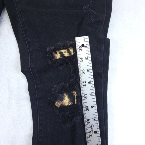 Judy Blue Womens Skinny Fit Distressed Black Leopard Print Jeans 5/27 JB82168BK - Picture 7 of 13